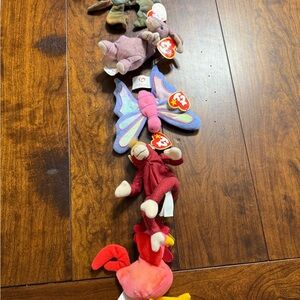 TY teeny Beanie Babies Assorted Plush Toy Set - Red, Purple, Brown